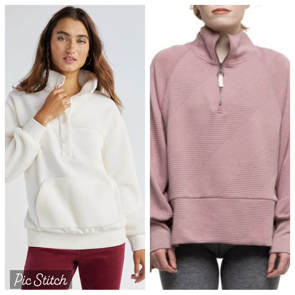 Pullover 2-Pack: Cream Sherpa & Pink Athleisure Quarter Zip